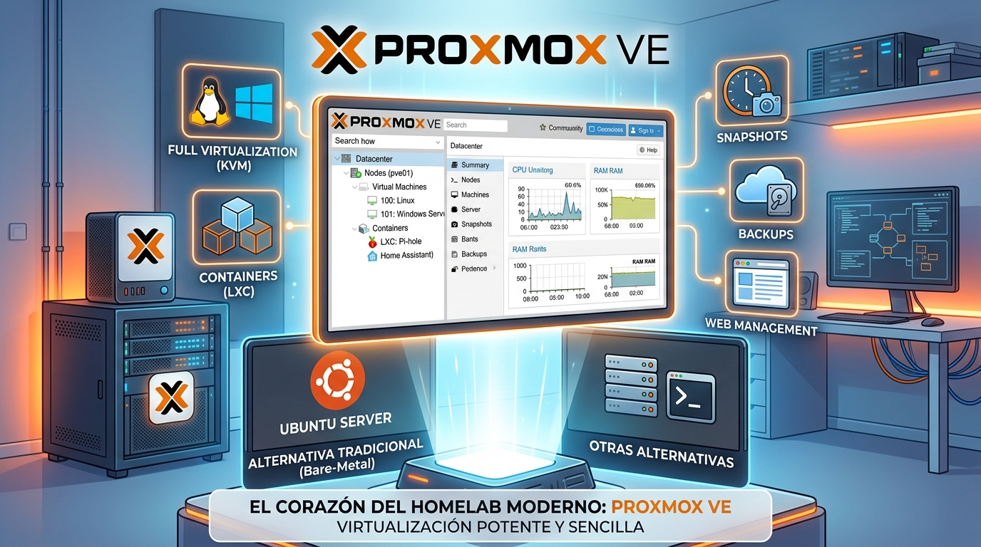 Por qué Proxmox VE está revolucionando los Homelabs (y por qué supera a Ubuntu Server)